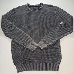 Buffalo David Bitton Mens XL Charcoal Gray Waffle Knit Cotton Crew Neck Sweater